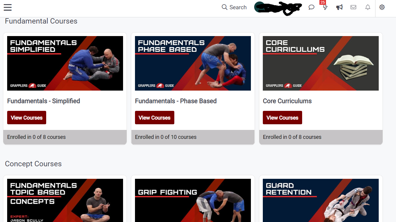 Grappler's Guide platform screenshot