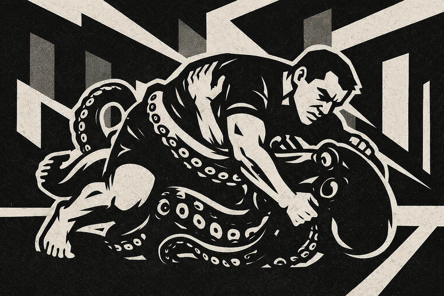 Octopus guard with seated posture and far-side underhook control